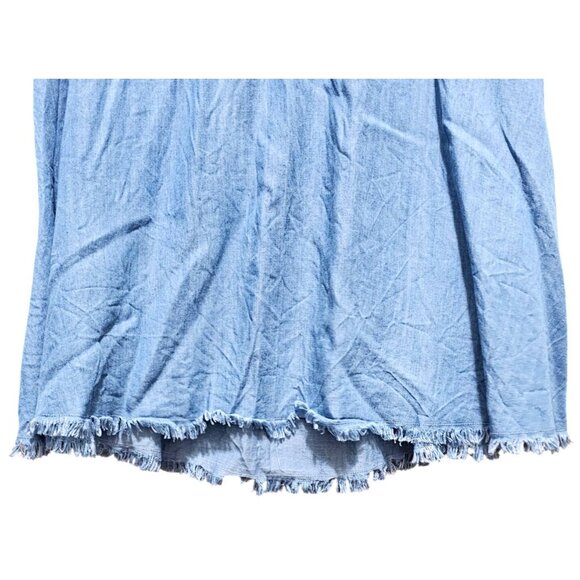 Elan Off-Shoulder Denim Tencel Dress With Frayed Hemline Women's Size M - Picture 4 of 10
